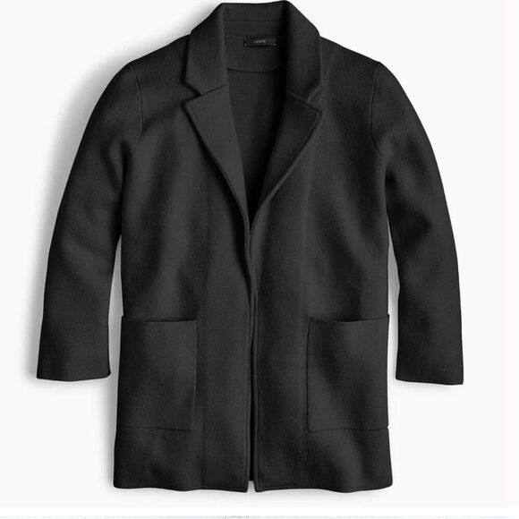 J.Crew oversize cotton knit duster with pockets, black XXS - Picture 1 of 8